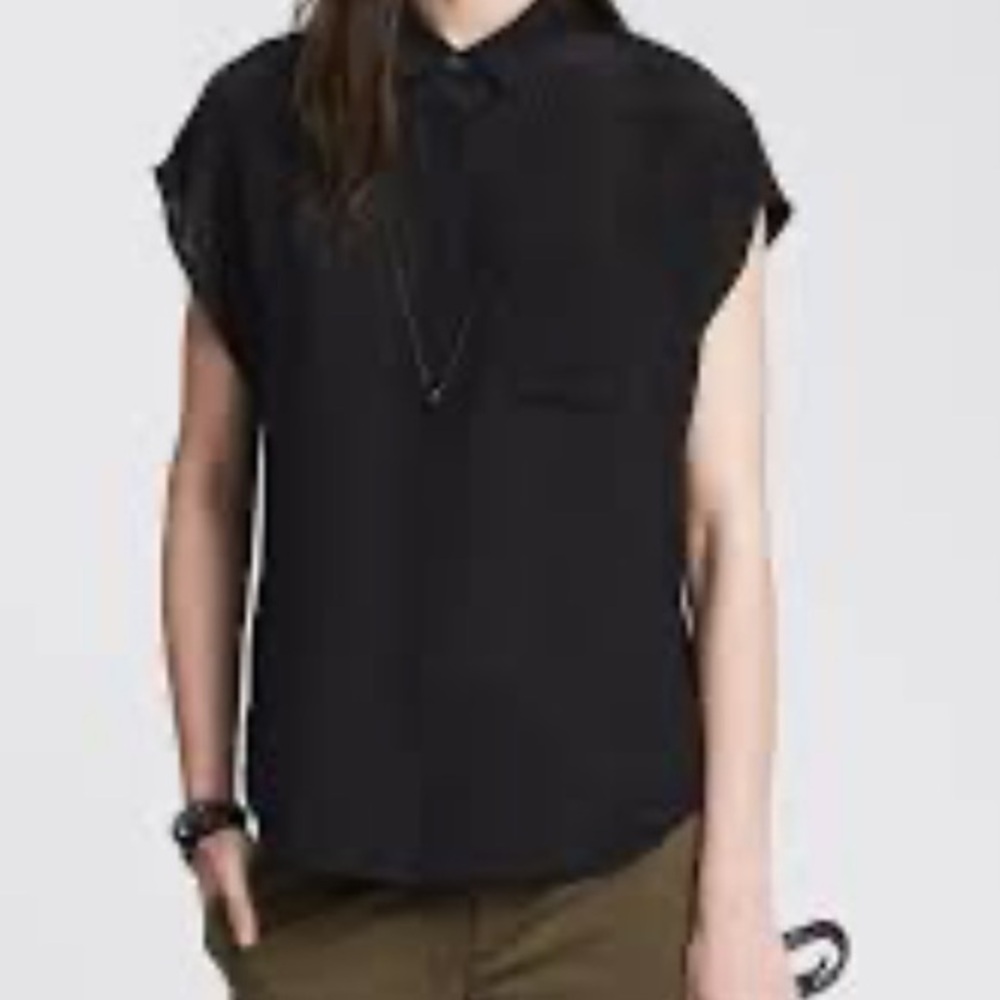 T by Alexander Wang Women's Black Sheer Blouse Top Size 8